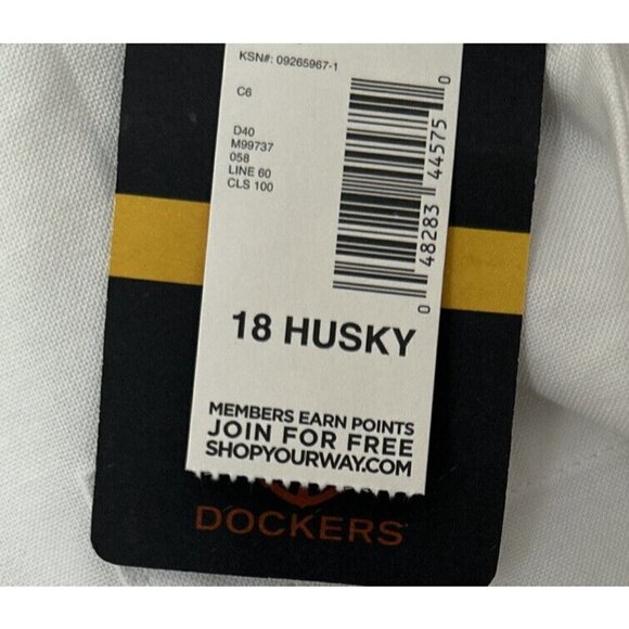 Dockers Boys Oxford Shirt White Short Sleeve Button Down Cotton Blend  18 Husky - Picture 3 of 3